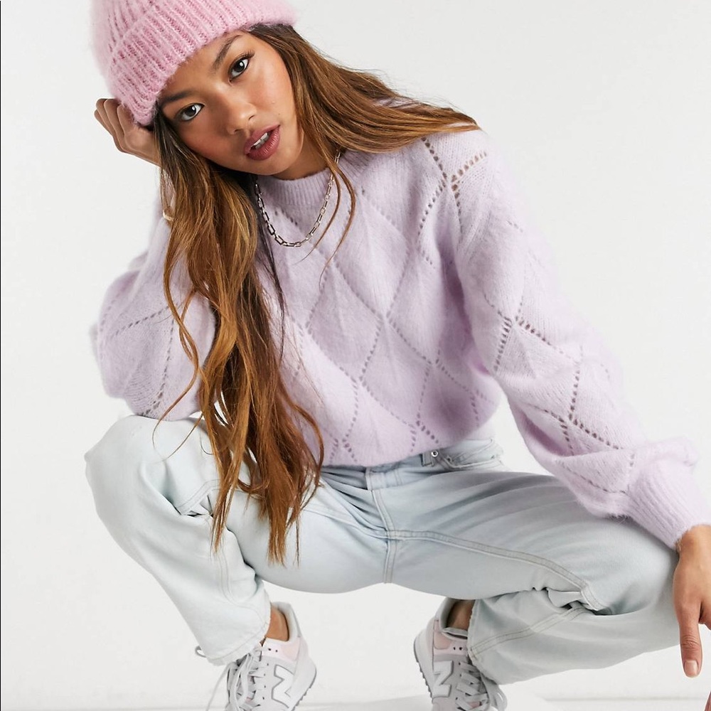 & Other Stories lattice effect fluffy sweater in lilac